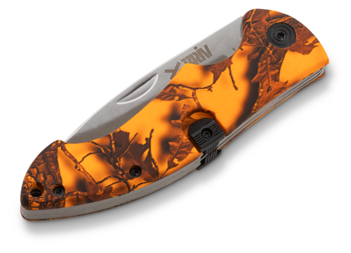 Briv Buköppnarfällkniv dubbelblad Belly Orange Camo