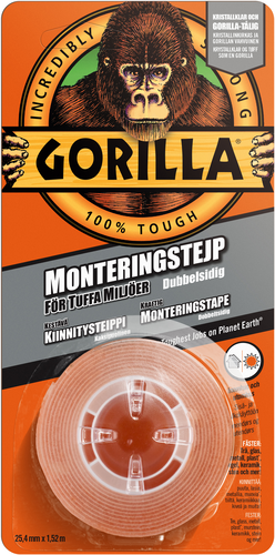 Gorilla Tape Monteringstejp 1,52 m x 25,4 mm